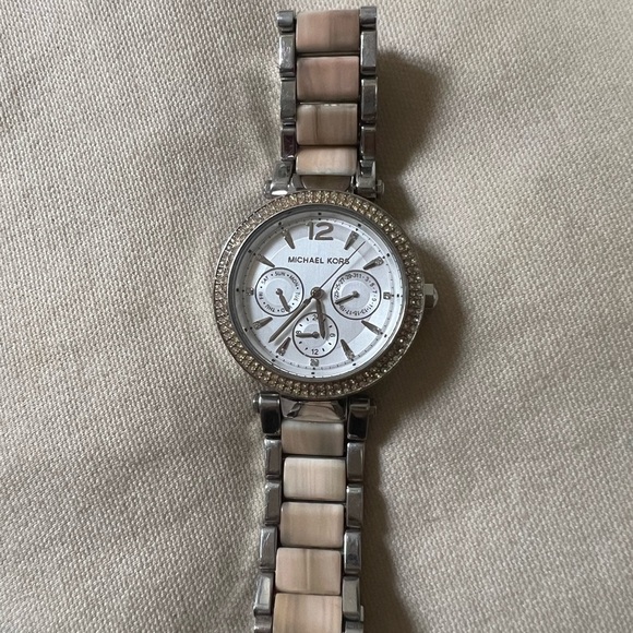 Michael Kors White Bone Silver Watch